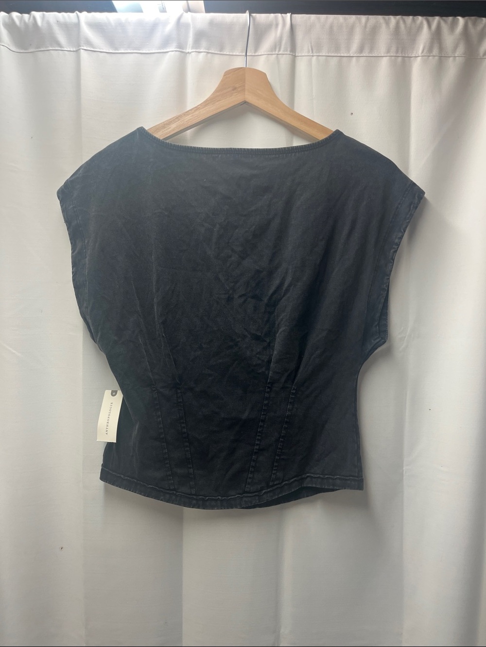 Pilcro Black Gray Corset Tee Top- XS - Picture 7 of 7